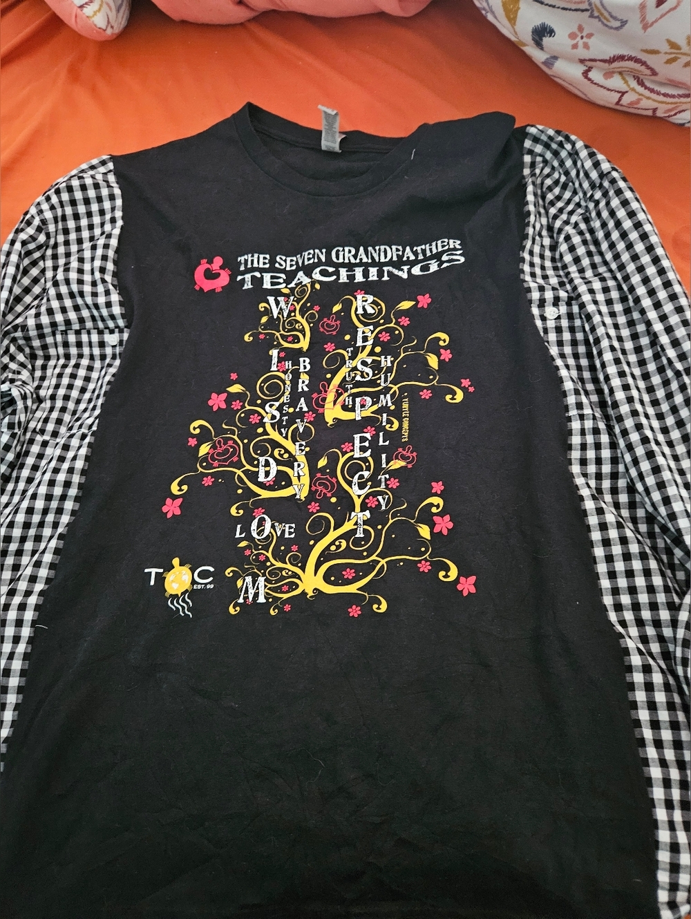 Handmade OOAK t Shirt/shirt Mash Up- 7 Grandfather Teachings